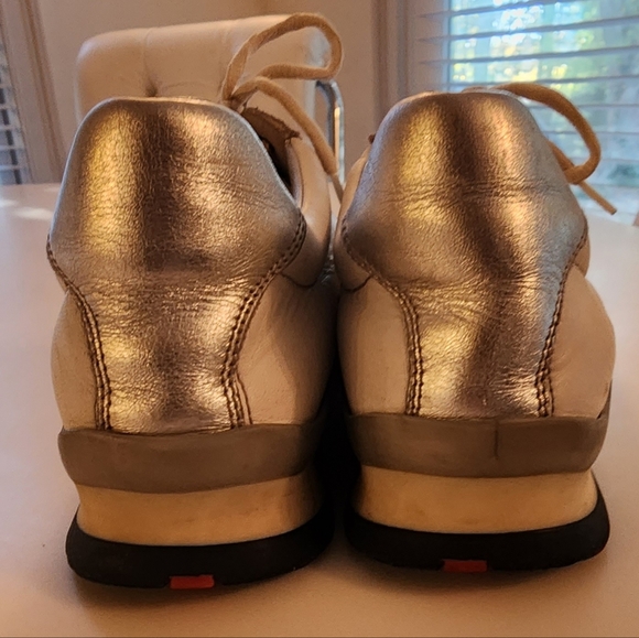 Prada Sneakers White/Silver Leather Bowling style Women Size 38.5 - Picture 5 of 8
